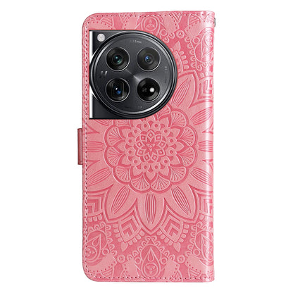 OnePlus 12 Sunflower Embossed Leather Wallet Phone Case with Kickstand and Card Holder