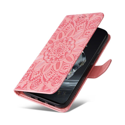 OnePlus 12 Sunflower Embossed Leather Wallet Phone Case with Kickstand and Card Holder