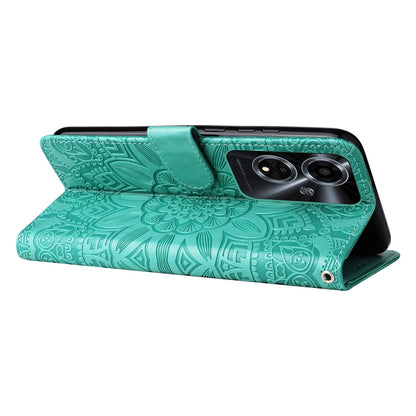 OnePlus 12R Sunflower Embossed Leather Wallet Phone Case with Kickstand and Card Holder