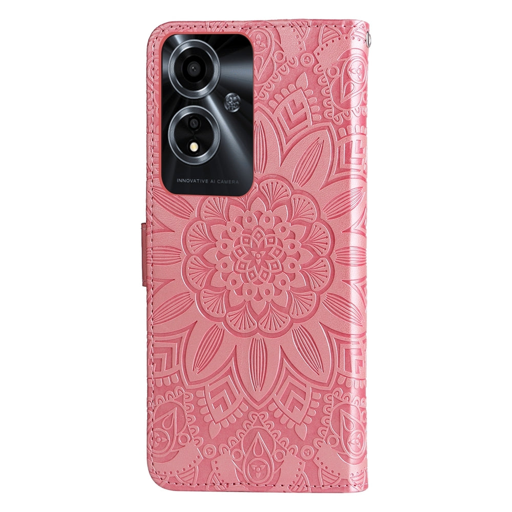 OnePlus 12R Sunflower Embossed Leather Wallet Phone Case with Kickstand and Card Holder