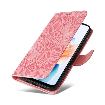 OnePlus 12R Sunflower Embossed Leather Wallet Phone Case with Kickstand and Card Holder