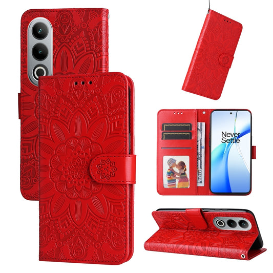 OnePlus Ace 3V Sunflower Embossed Leather Wallet Phone Case with Kickstand and Card Holder