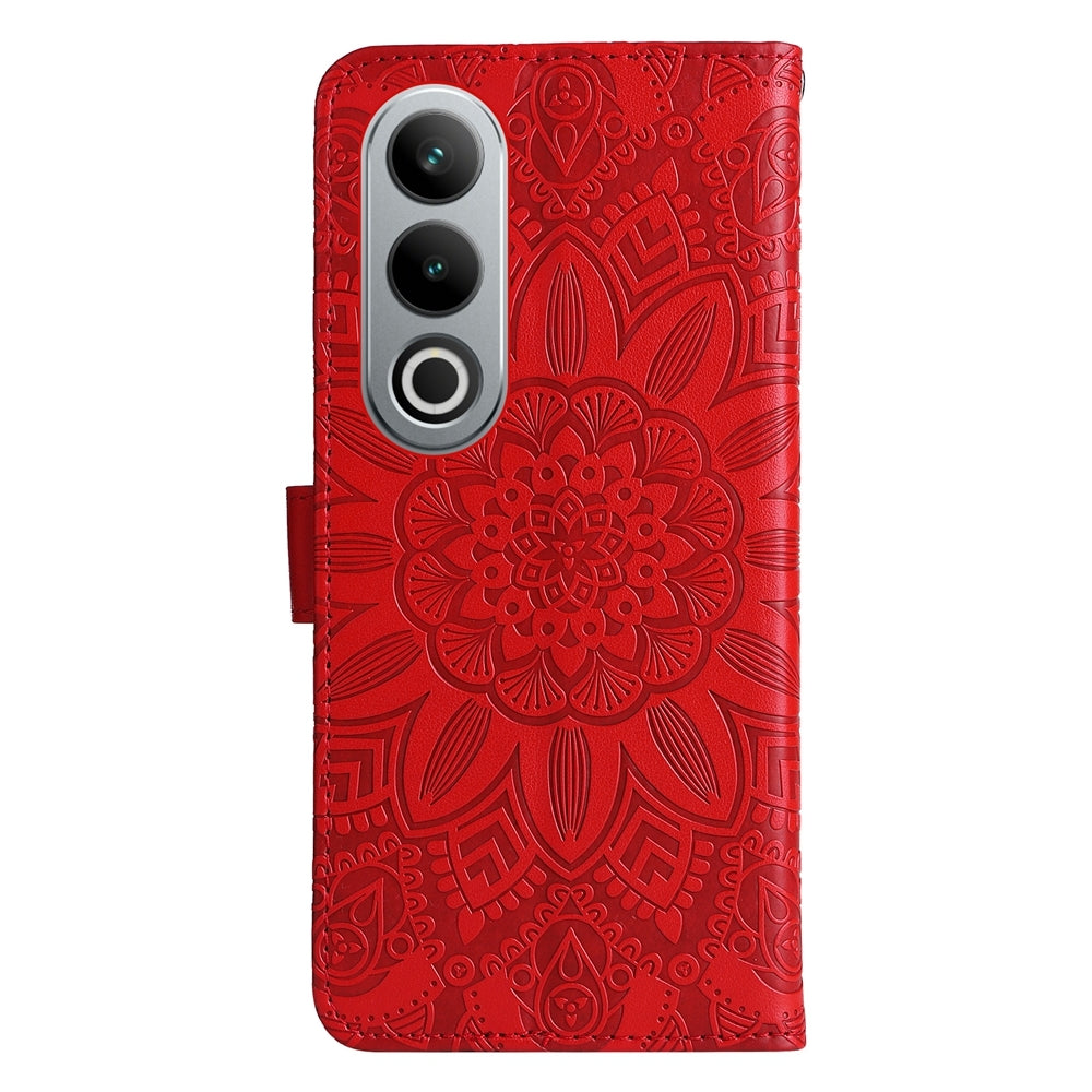 OnePlus Ace 3V Sunflower Embossed Leather Wallet Phone Case with Kickstand and Card Holder