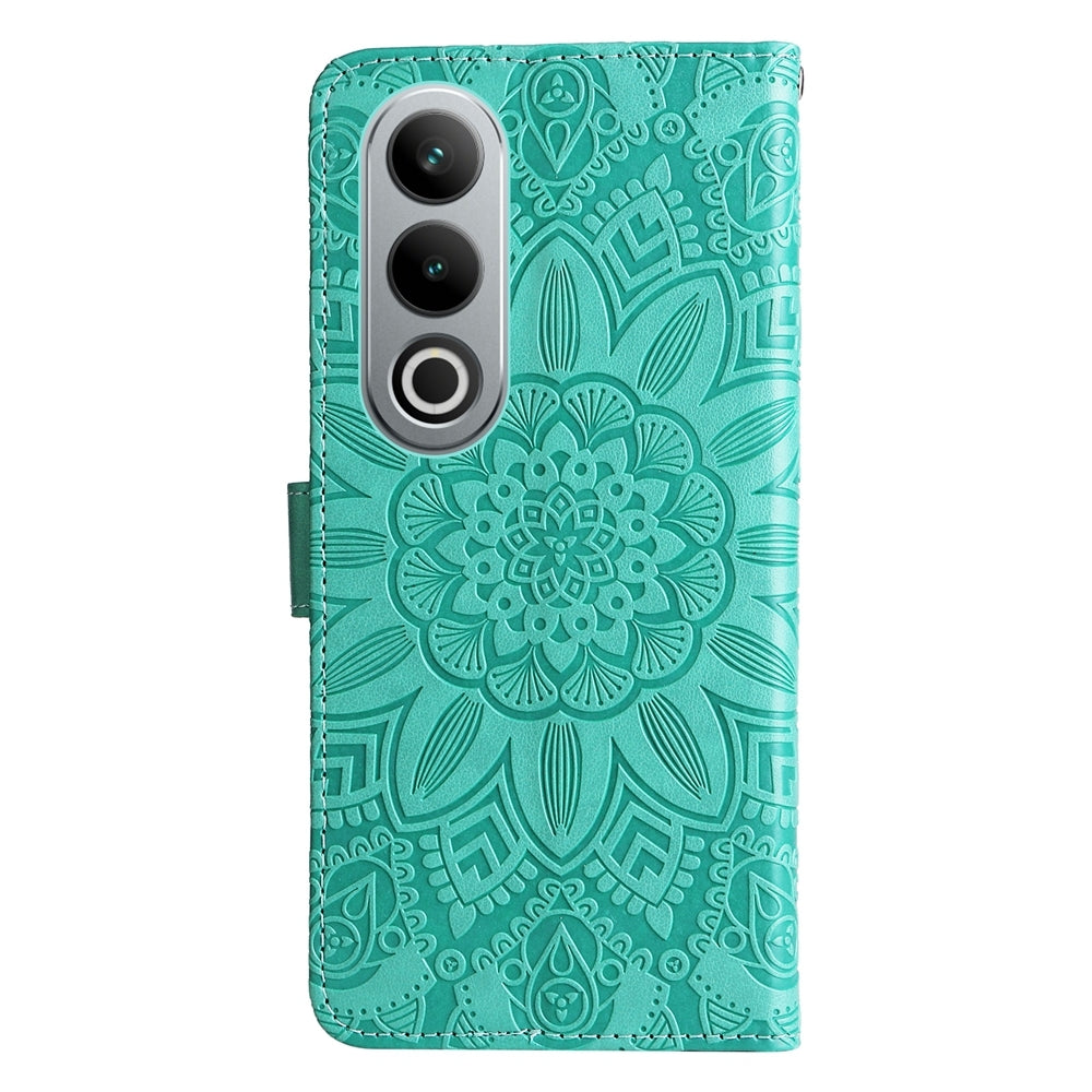 OnePlus Ace 3V Sunflower Embossed Leather Wallet Phone Case with Kickstand and Card Holder
