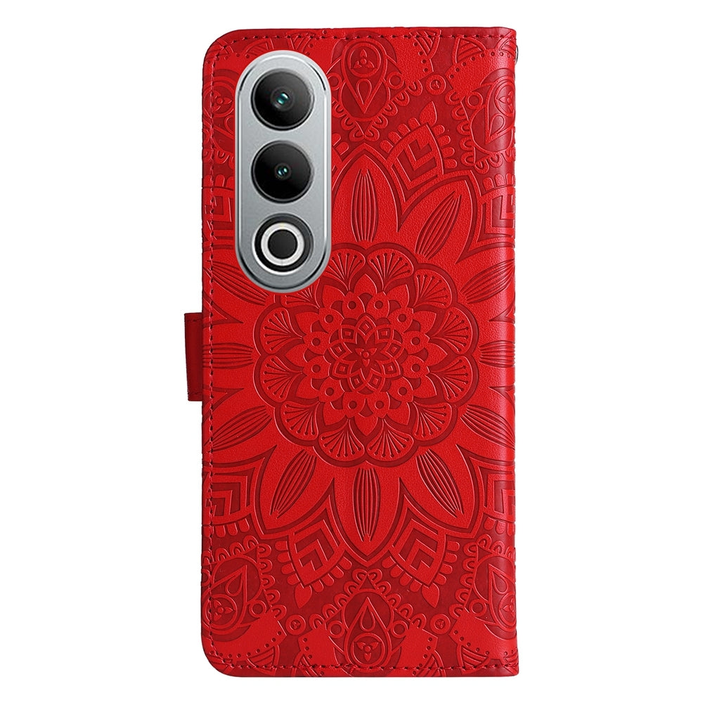 OnePlus Nord CE4 Sunflower Embossed Leather Wallet Phone Case with Kickstand and Card Holder
