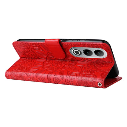 OnePlus Nord CE4 Sunflower Embossed Leather Wallet Phone Case with Kickstand and Card Holder