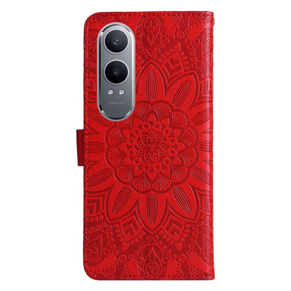 OnePlus Nord CE4 Lite Sunflower Embossed Leather Wallet Phone Case with Kickstand and Card Holder