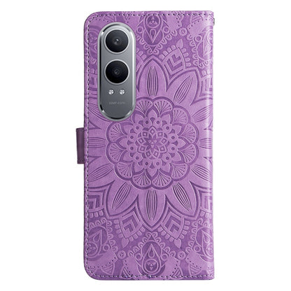 OnePlus Nord CE4 Lite Sunflower Embossed Leather Wallet Phone Case with Kickstand and Card Holder