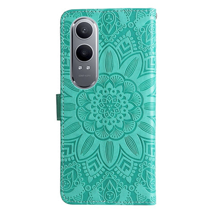 OnePlus Nord CE4 Lite Sunflower Embossed Leather Wallet Phone Case with Kickstand and Card Holder