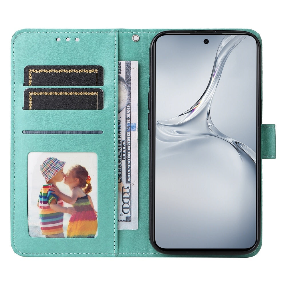 OnePlus Nord CE4 Lite Sunflower Embossed Leather Wallet Phone Case with Kickstand and Card Holder