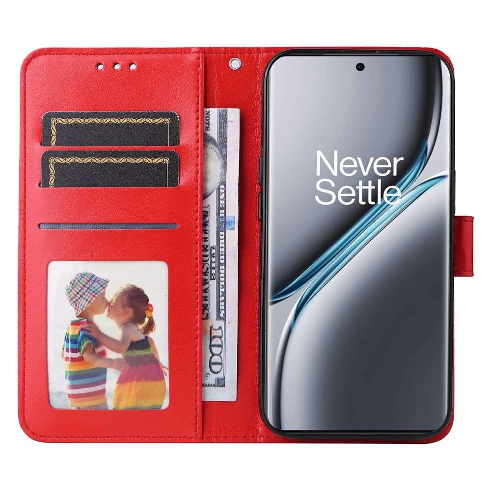 OnePlus Ace 3 Pro Sunflower Embossed Leather Wallet Phone Case with Kickstand and Card Holder