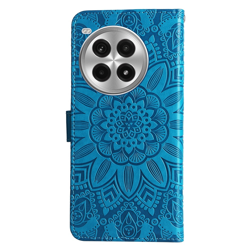 OnePlus Ace 3 Pro Sunflower Embossed Leather Wallet Phone Case with Kickstand and Card Holder