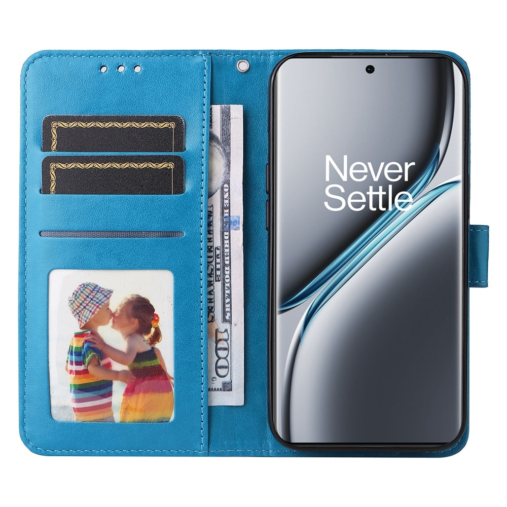 OnePlus Ace 3 Pro Sunflower Embossed Leather Wallet Phone Case with Kickstand and Card Holder