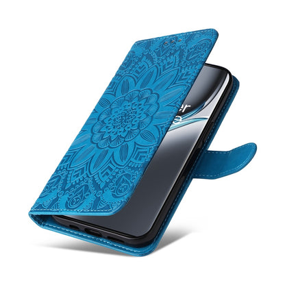 OnePlus Ace 3 Pro Sunflower Embossed Leather Wallet Phone Case with Kickstand and Card Holder