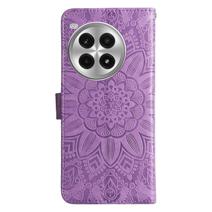 OnePlus Ace 3 Pro Sunflower Embossed Leather Wallet Phone Case with Kickstand and Card Holder