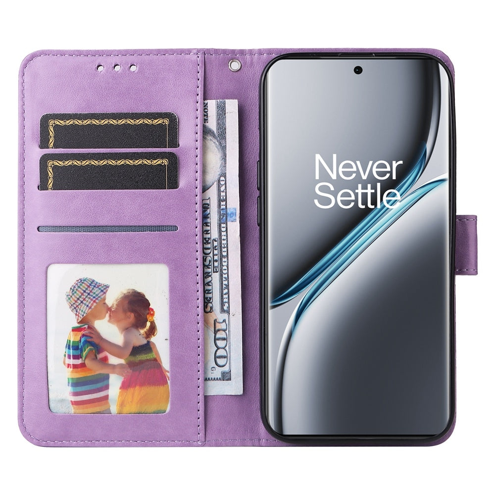 OnePlus Ace 3 Pro Sunflower Embossed Leather Wallet Phone Case with Kickstand and Card Holder