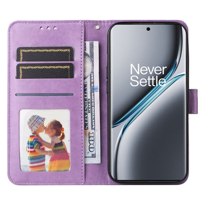 OnePlus Ace 3 Pro Sunflower Embossed Leather Wallet Phone Case with Kickstand and Card Holder