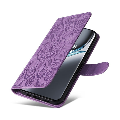 OnePlus Ace 3 Pro Sunflower Embossed Leather Wallet Phone Case with Kickstand and Card Holder