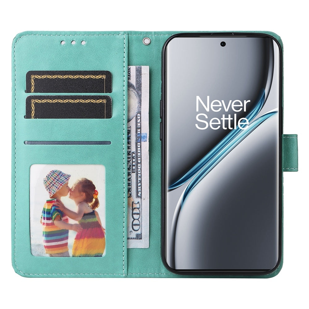 OnePlus Ace 3 Pro Sunflower Embossed Leather Wallet Phone Case with Kickstand and Card Holder