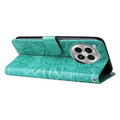 OnePlus Ace 3 Pro Sunflower Embossed Leather Wallet Phone Case with Kickstand and Card Holder