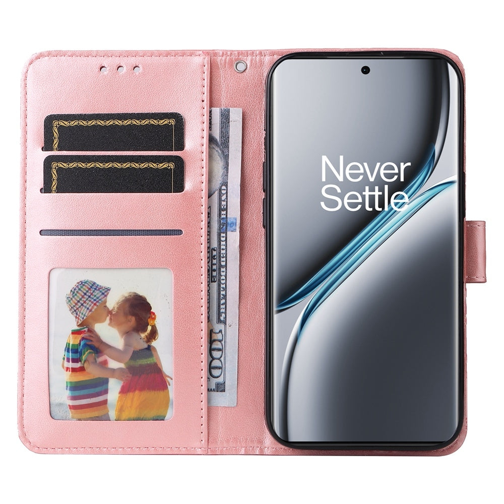 OnePlus Ace 3 Pro Sunflower Embossed Leather Wallet Phone Case with Kickstand and Card Holder