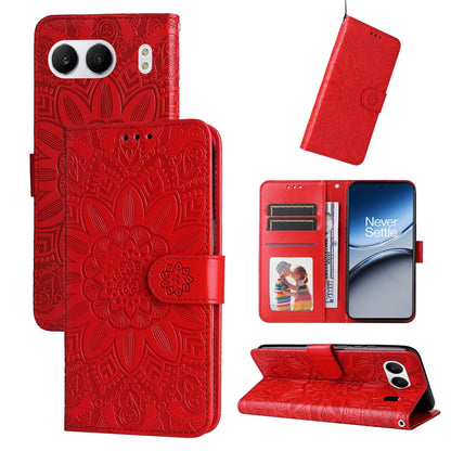 OnePlus Nord 4 Sunflower Embossed Leather Wallet Phone Case with Kickstand and Card Holder