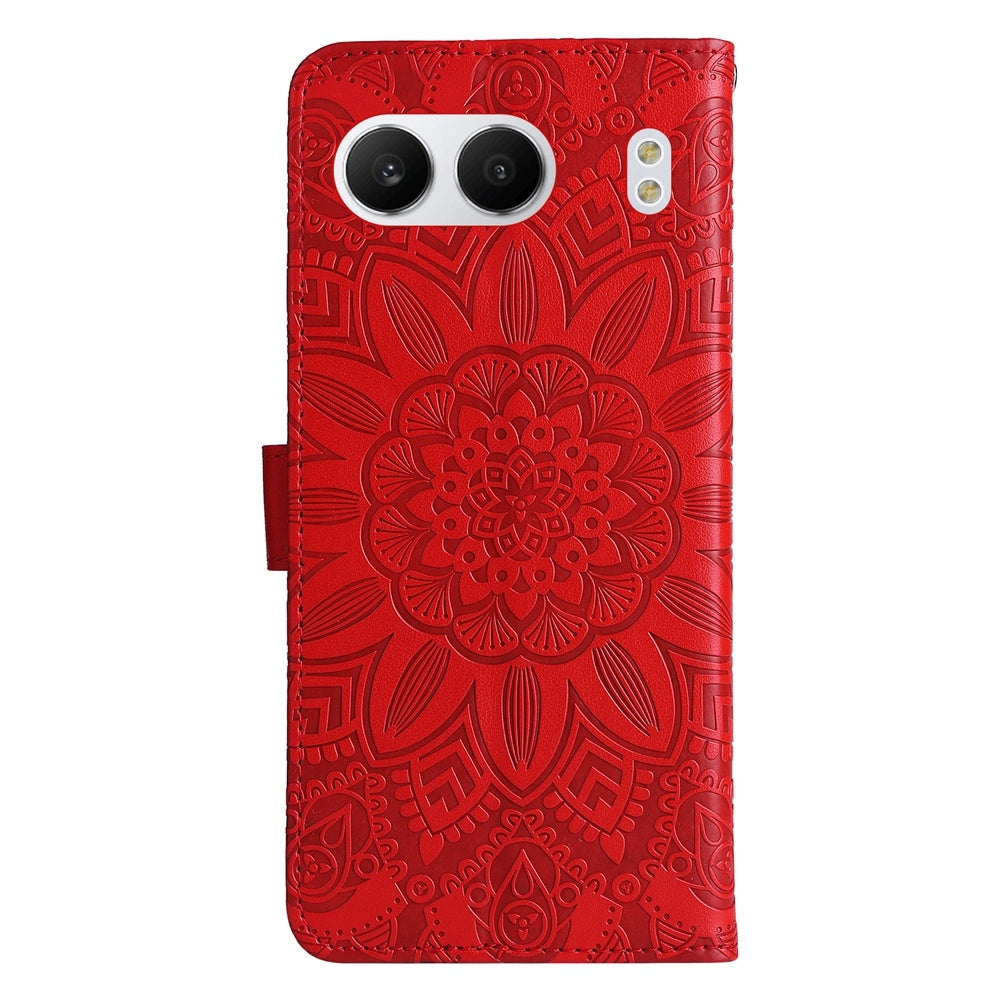 OnePlus Nord 4 Sunflower Embossed Leather Wallet Phone Case with Kickstand and Card Holder