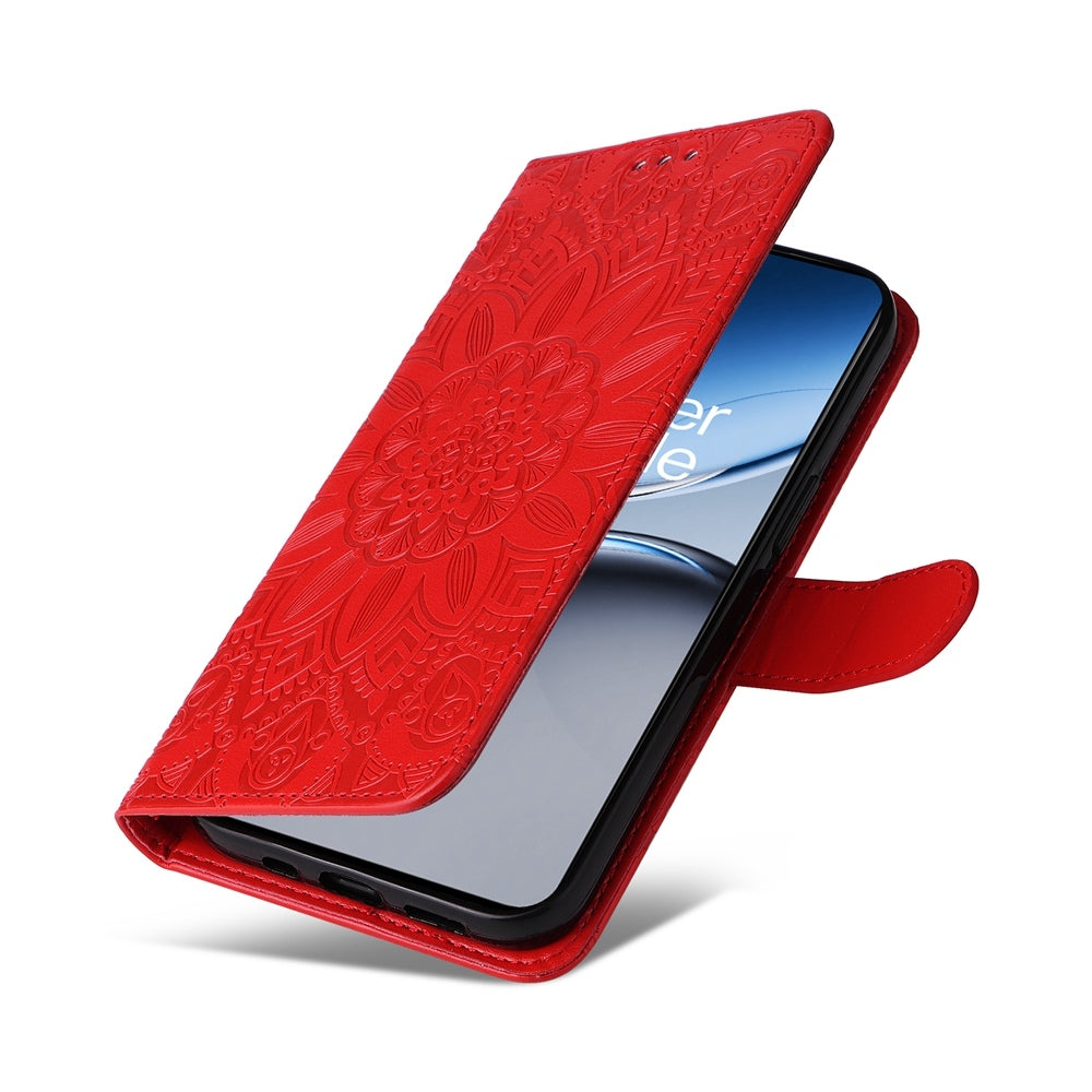 OnePlus Nord 4 Sunflower Embossed Leather Wallet Phone Case with Kickstand and Card Holder
