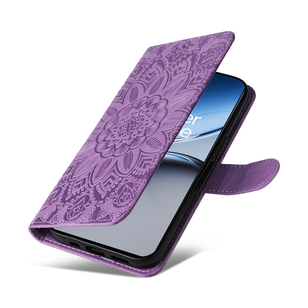 OnePlus Nord 4 Sunflower Embossed Leather Wallet Phone Case with Kickstand and Card Holder