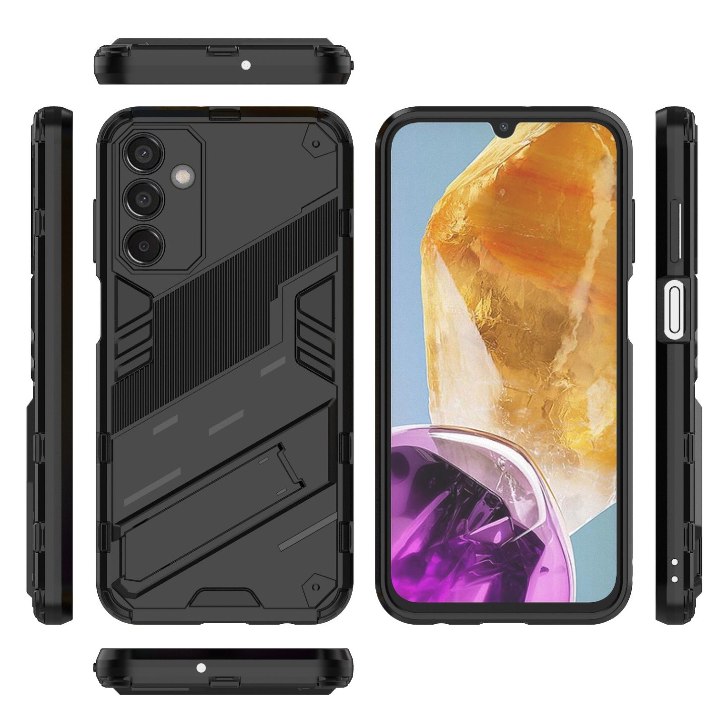 Samsung Galaxy M15 5G Shockproof Phone Case - Punk Armor 2-in-1 PC + TPU with Invisible Holder