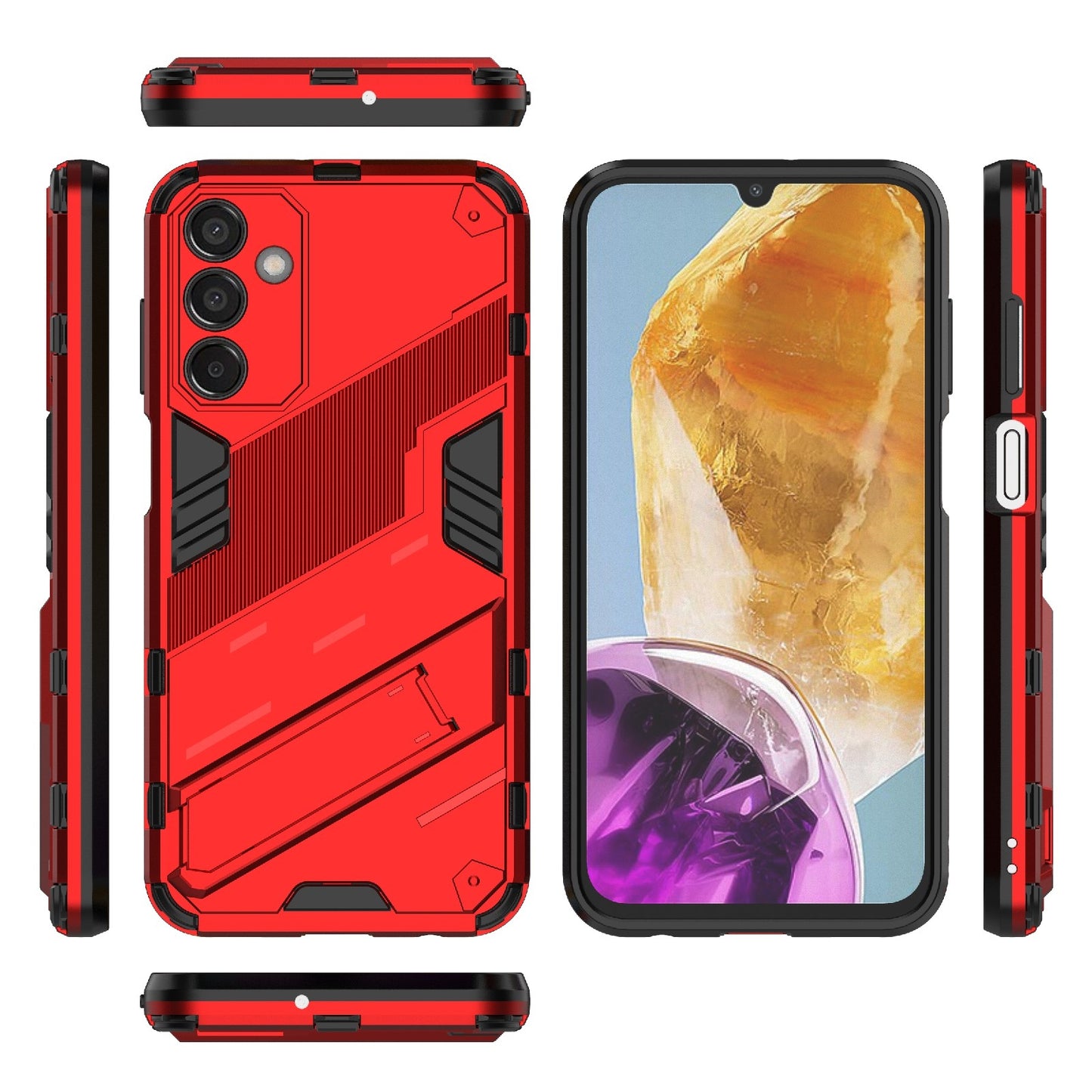 Samsung Galaxy M15 5G Shockproof Phone Case - Punk Armor 2-in-1 PC + TPU with Invisible Holder