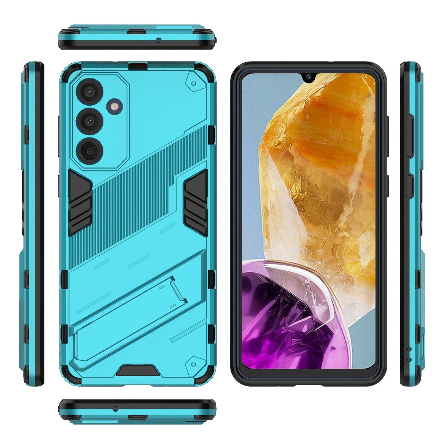 Samsung Galaxy M55 5G Shockproof Phone Case - Punk Armor 2-in-1 PC + TPU with Invisible Holder