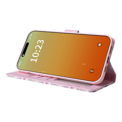 iPhone 15 Pro Max Luxury Bronzing Leather Case - Floral RFID Wallet Cover with Stand & Card Slots