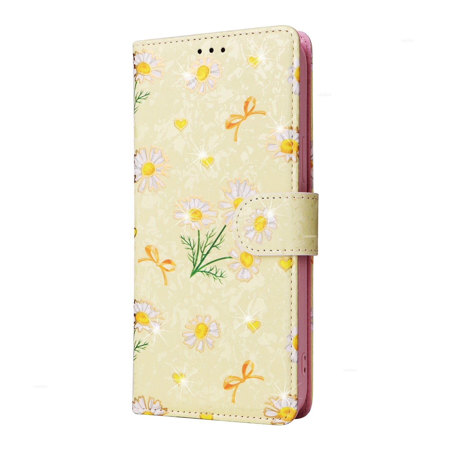 iPhone 15 Pro Luxury Bronzing Leather Case - Floral RFID Wallet Cover with Stand & Card Slots
