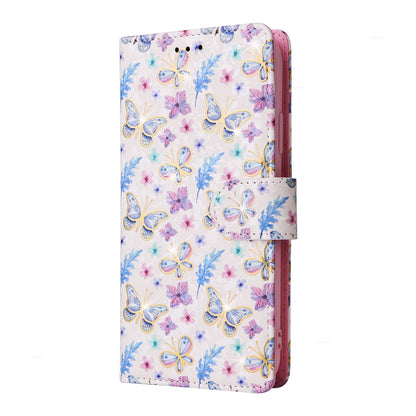 iPhone 15 Plus Luxury Bronzing Leather Case - Floral RFID Wallet Cover with Stand & Card Slots