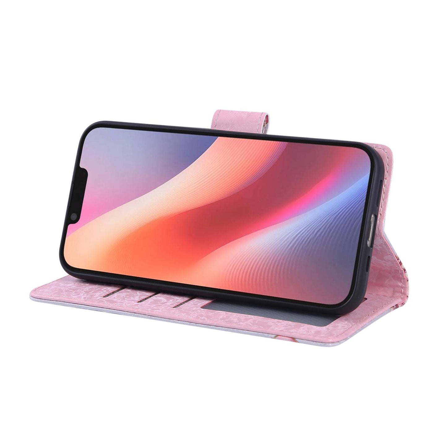 iPhone 16e Luxury Bronzing Leather Case - Floral RFID Wallet Cover with Stand & Card Slots