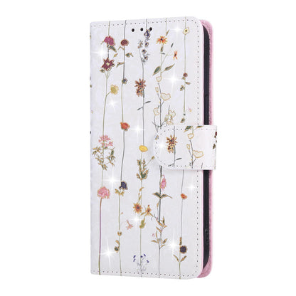 iPhone 16e Luxury Bronzing Leather Case - Floral RFID Wallet Cover with Stand & Card Slots