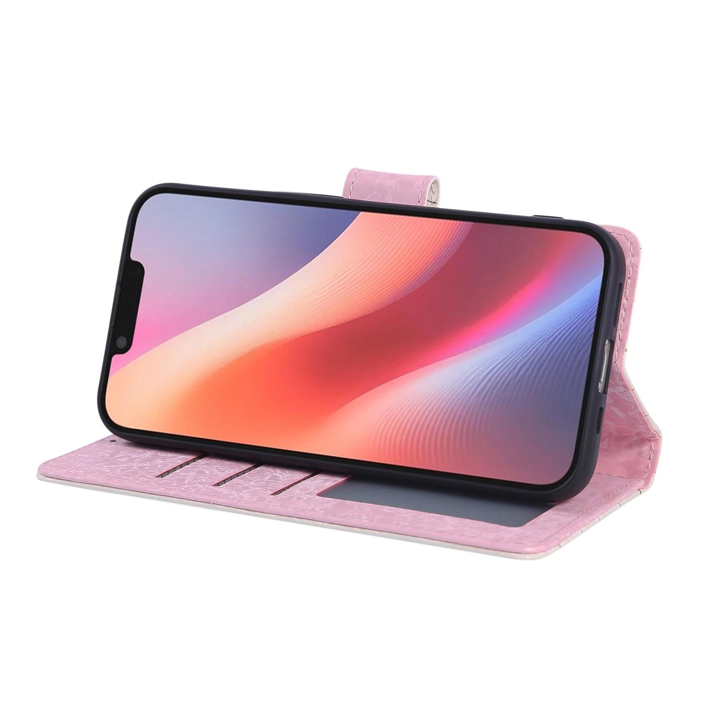 iPhone 16e Luxury Bronzing Leather Case - Floral RFID Wallet Cover with Stand & Card Slots