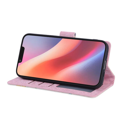 iPhone 16e Luxury Bronzing Leather Case - Floral RFID Wallet Cover with Stand & Card Slots