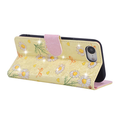 iPhone 16e Luxury Bronzing Leather Case - Floral RFID Wallet Cover with Stand & Card Slots