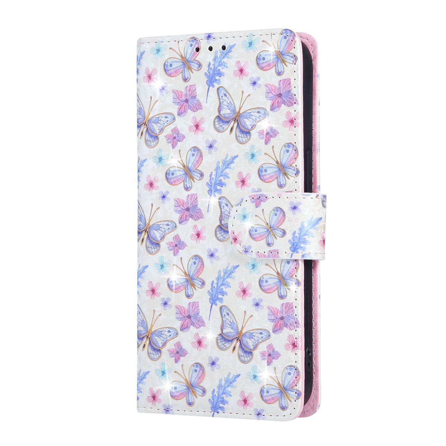 iPhone 16e Luxury Bronzing Leather Case - Floral RFID Wallet Cover with Stand & Card Slots