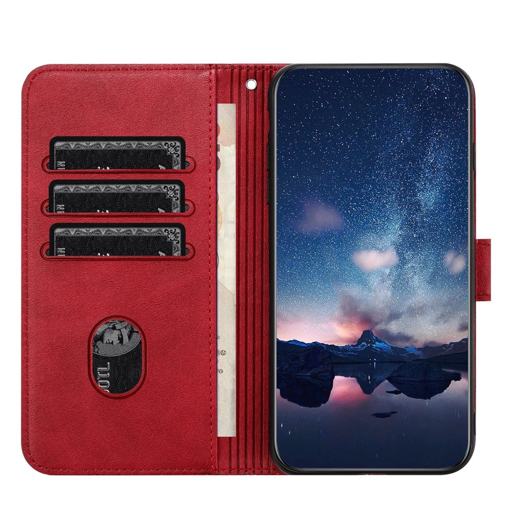 iPhone 11 Pro Embossed Leather Phone Case with Tree Birds Pattern, Hand Strap, Card Holder & Adjustable Stand - Shockproof Wallet Cover