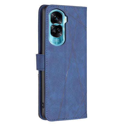 Honor 90 Lite Rhombus Texture Leather Phone Case with Magnetic Buckle and Card Holder