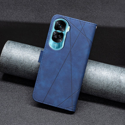 Honor 90 Lite Rhombus Texture Leather Phone Case with Magnetic Buckle and Card Holder