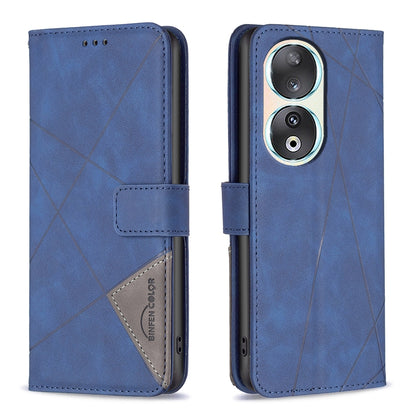 Honor 90 5G Rhombus Texture Leather Phone Case with Magnetic Buckle and Card Holder