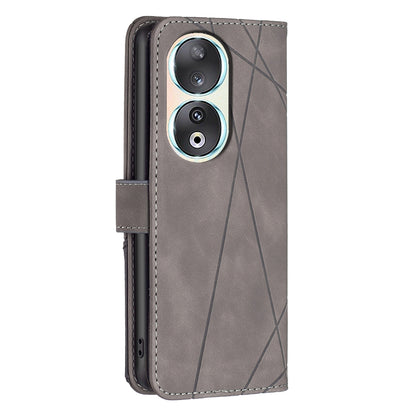 Honor 90 5G Rhombus Texture Leather Phone Case with Magnetic Buckle and Card Holder