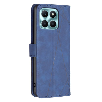 Honor X6a Rhombus Texture Leather Phone Case with Magnetic Buckle and Card Holder