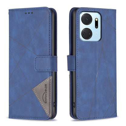 Honor X7A Rhombus Texture Leather Phone Case with Magnetic Buckle and Card Holder