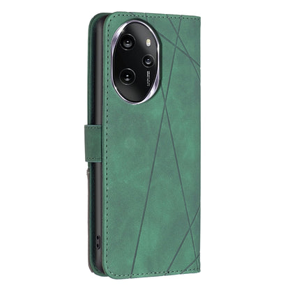 Honor 100 Pro Rhombus Texture Leather Phone Case with Magnetic Buckle and Card Holder