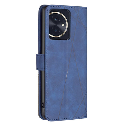 Honor 100 Rhombus Texture Leather Phone Case with Magnetic Buckle and Card Holder